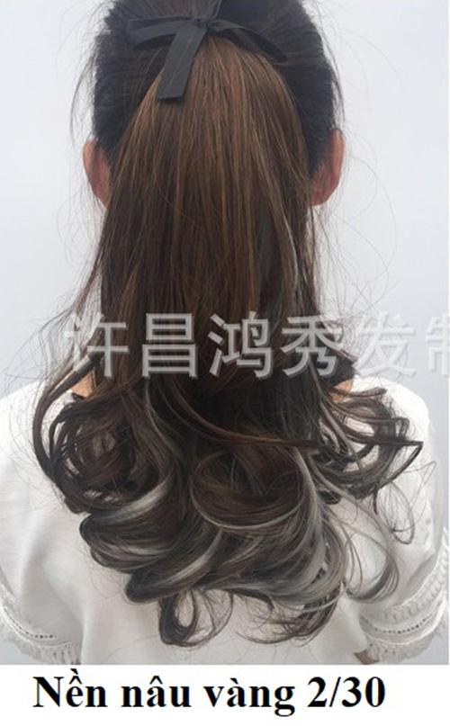 Tóc giả cột line Xám khói 💖FREESHIP💖 tóc giả nữ cột đuôi, buộc tóc giả nữ, đuôi tóc giả xoăn line Sỉ 40k