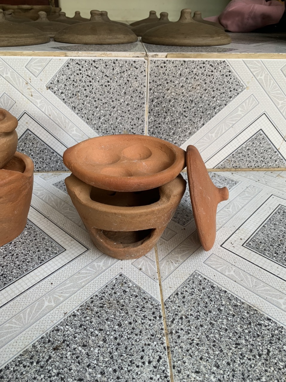 Bộ lò đất và nồi đất chơi đồ hàng cỡ trung 14cm