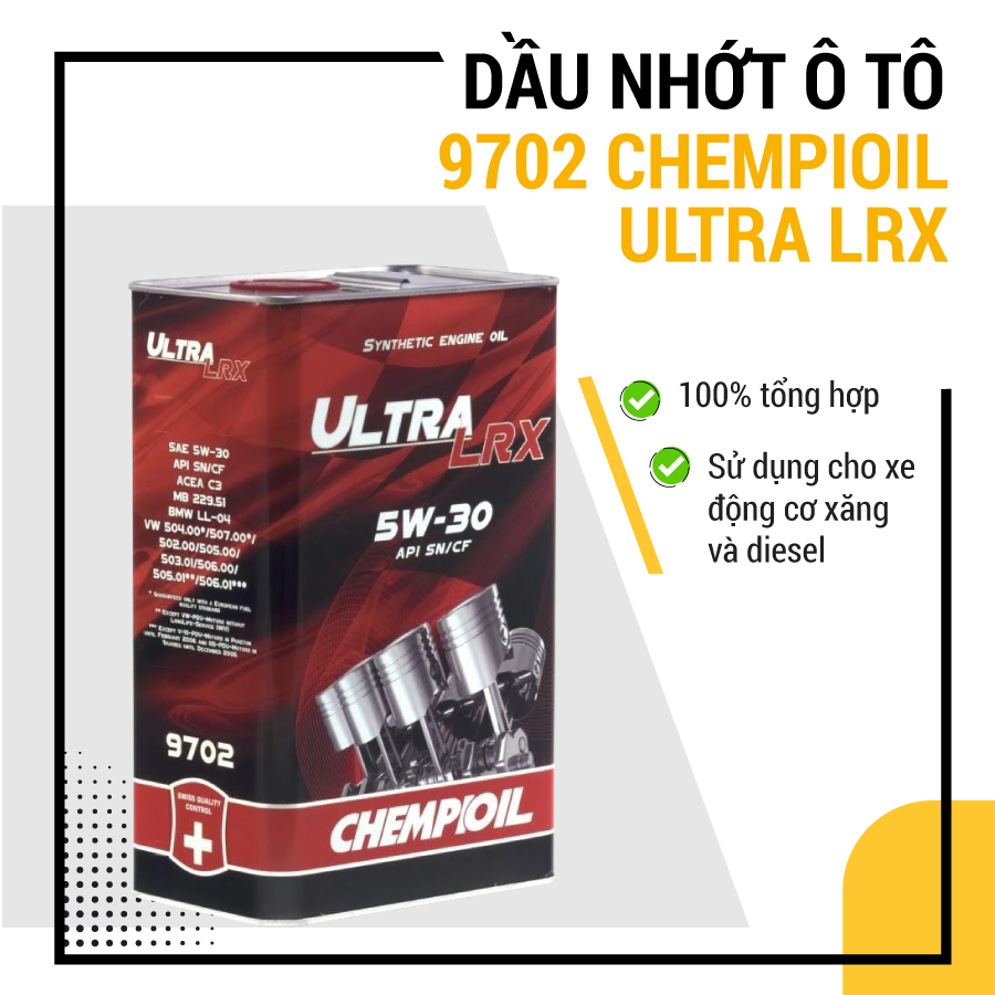 Dầu nhớt ô tô cao cấp Chempioil Ultra LRX SAE 5W30 (4L) Fully Synthetic ...