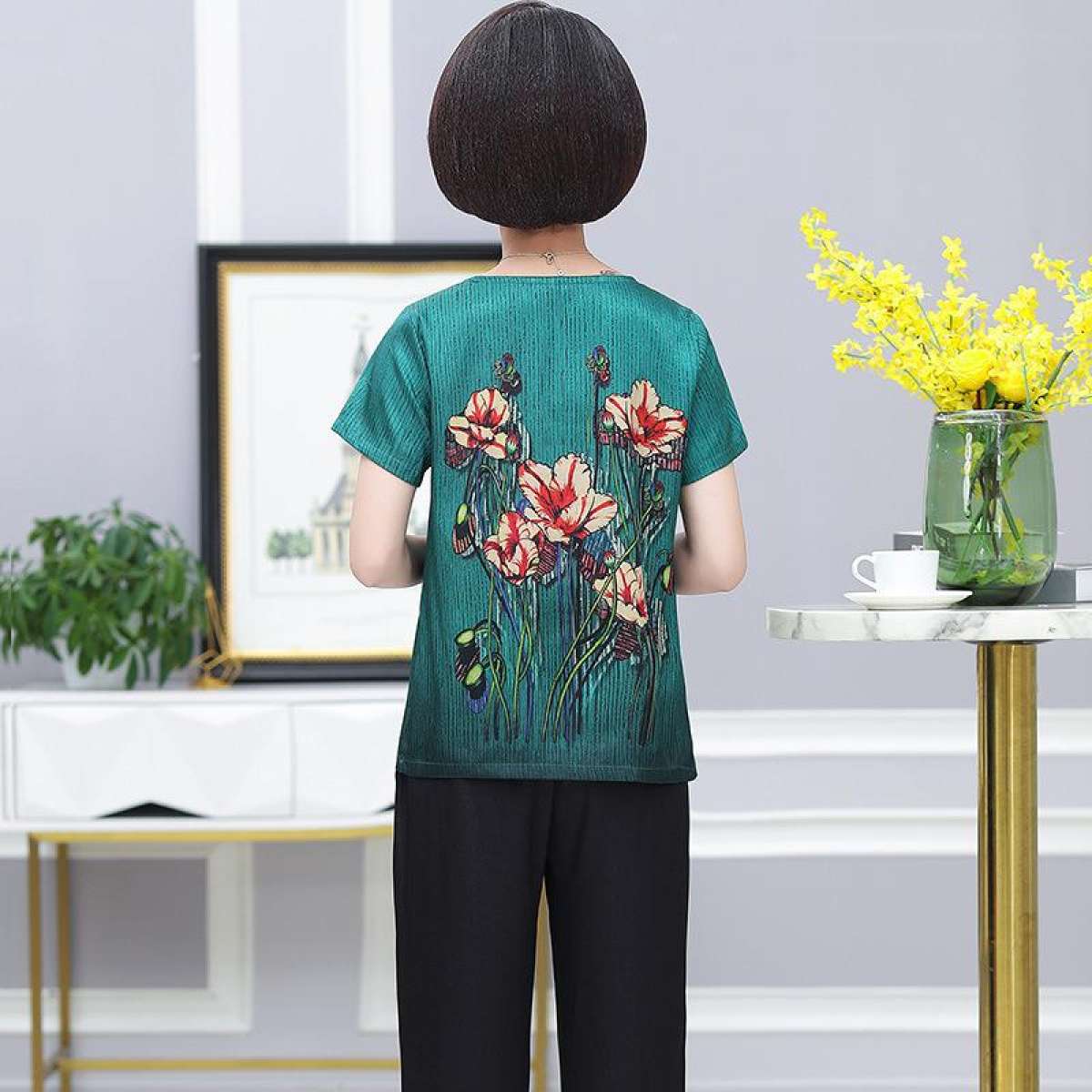 Đồ bộ set bộ thun lụa cao cấp phụ nữ trung niên  u50 u60 BT009