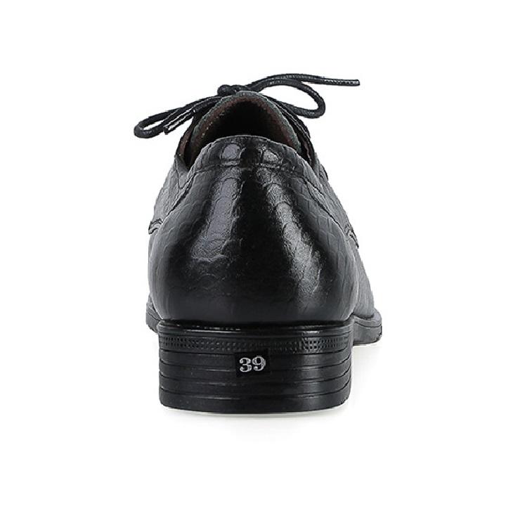 Giày tây nam da bò vân da trăn cột dây màu đen HK7798
