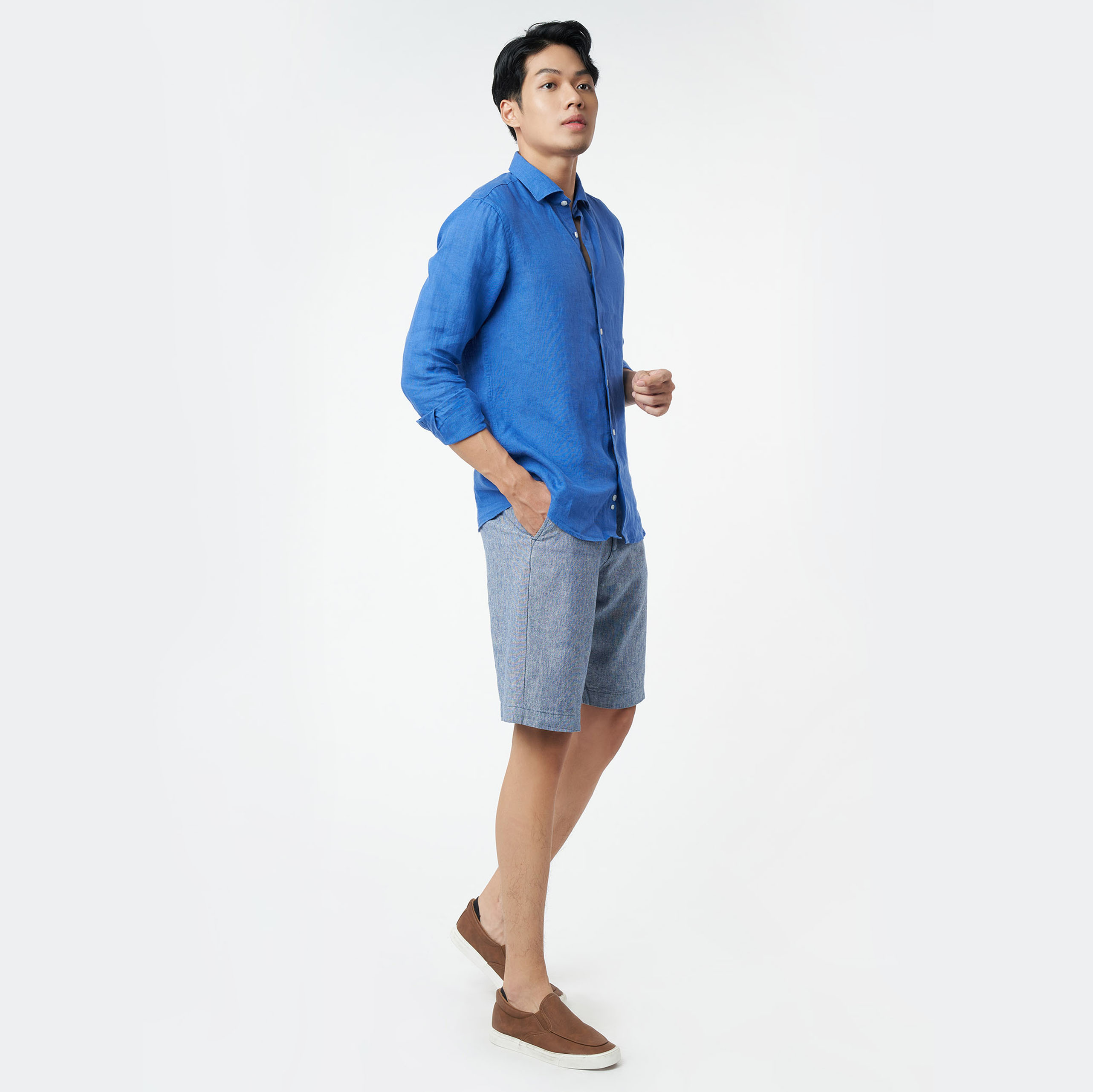 [CÒN SIZE XL] Áo Sơ Mi Linen Basic Nam Tay Dài NINOMAXX 2203042
