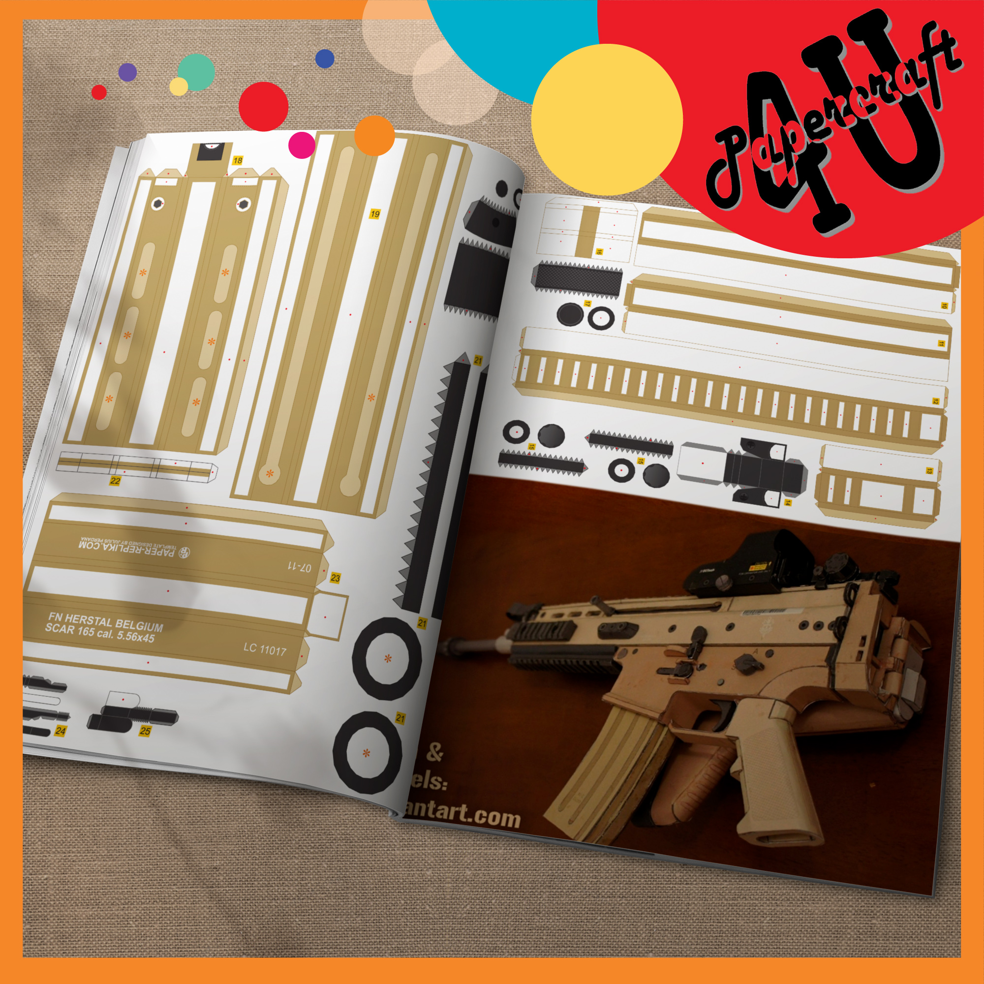 Mô hình giấy 3D PUBG - SCARL tỉ lệ 1:1