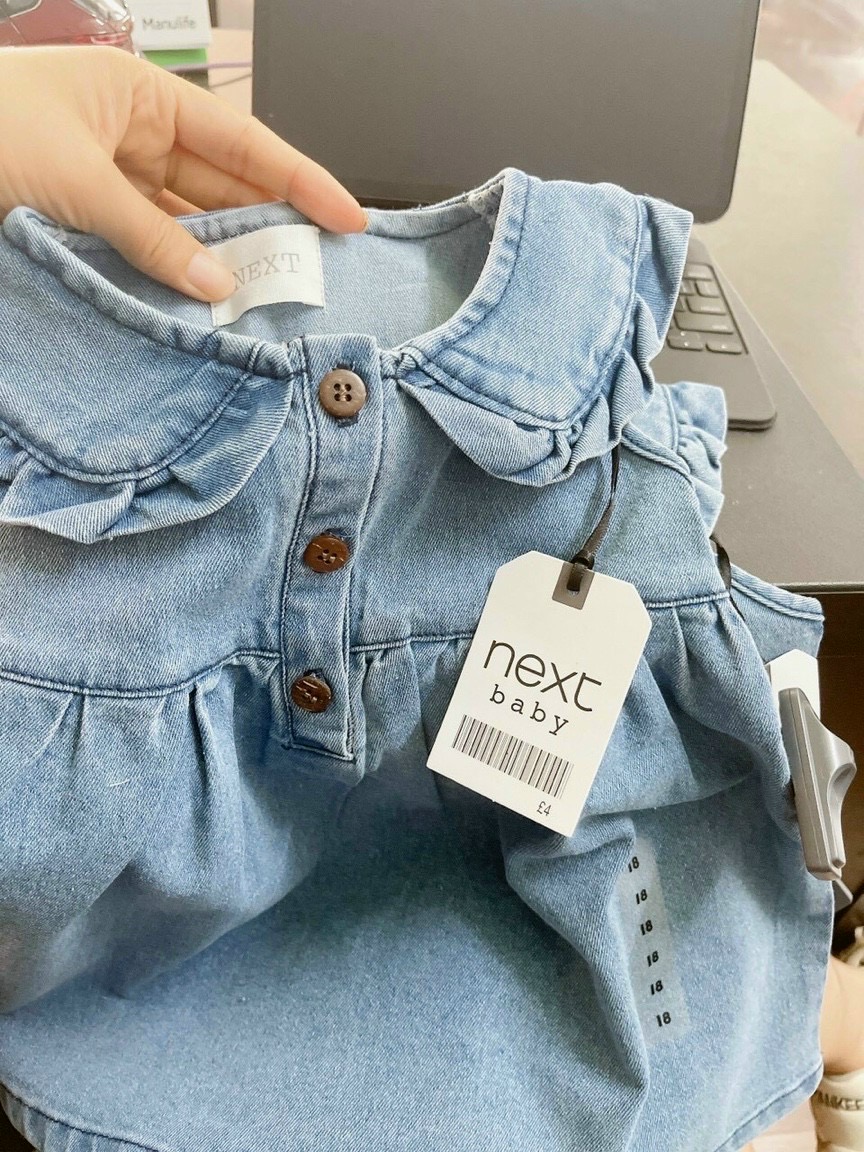D013 Đầm Jeans bé gái cổ sen dáng suông
