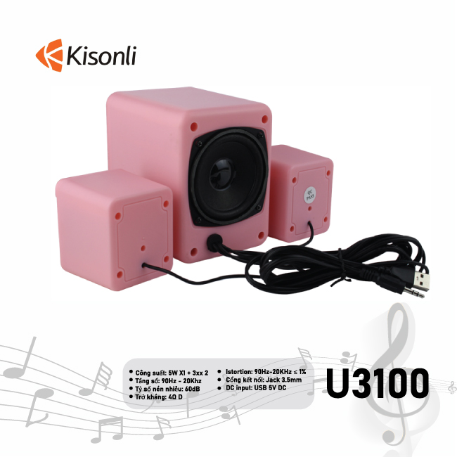 Loa Vi Tính Kisonli U-3100 - Màu Hồng