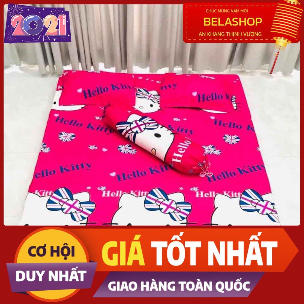 [HCM][kèm vỏ gối ôm]Bộ ga gối kèm vỏ gối ôm vải cotton poly sẵn hàng hcm belashop [hello kitty cờ anh]