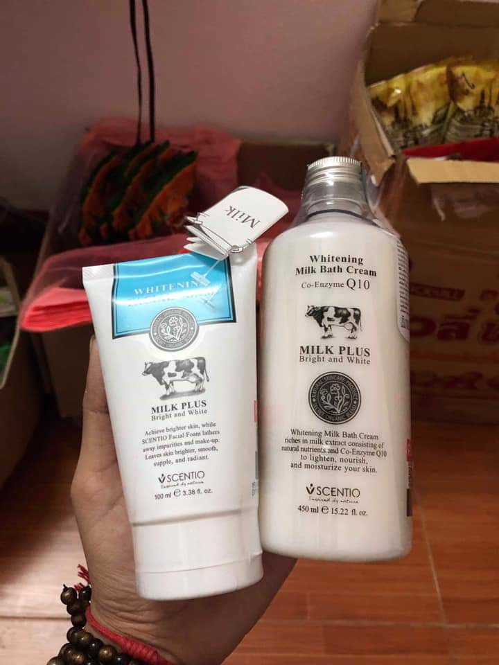 [HCM]Combo sữa tắm + sữa rửa mặt milk plus Q10