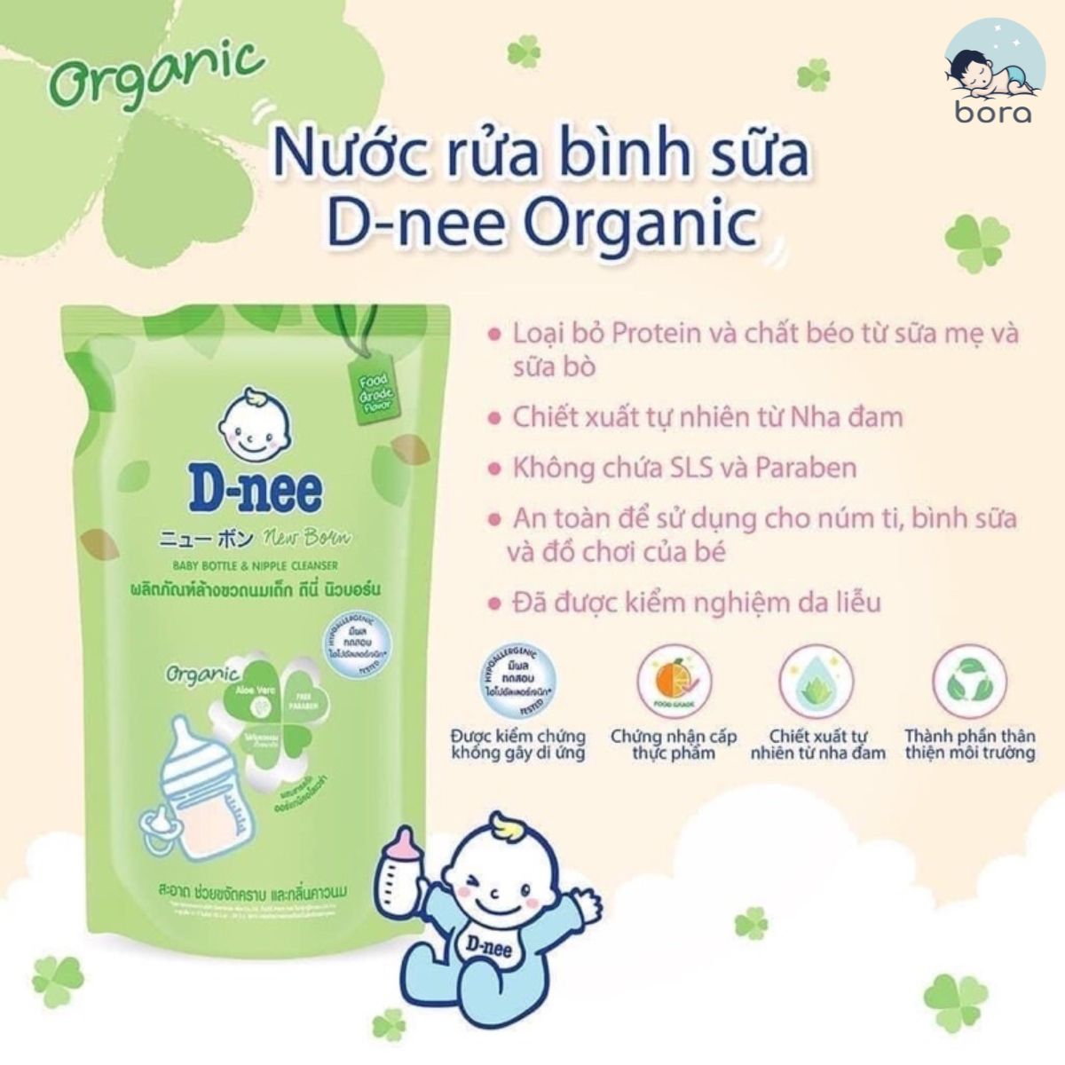 NƯỚC RỬA BÌNH SỮA DNEE ORGANIC DẠNG TÚI THÁI LAN