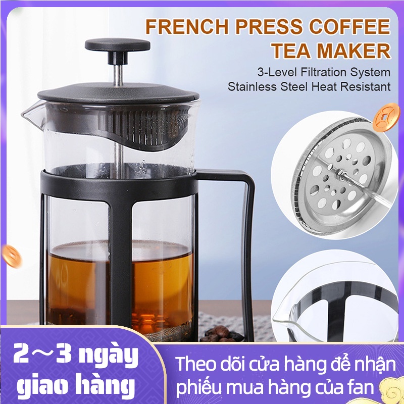Bình pha cafe ấm trà Pha trà chuẩn kiểu Pháp Bình cafe,Bình Pha Cafe Kiểu Pháp 300ml/ 600ml - Bình pha cà phê french press - Dùng để pha trà hay cà phê theo phương pháp French press ép cà phê - Thiết kế tinh gọn, hiện đại - Chất liệu cao c