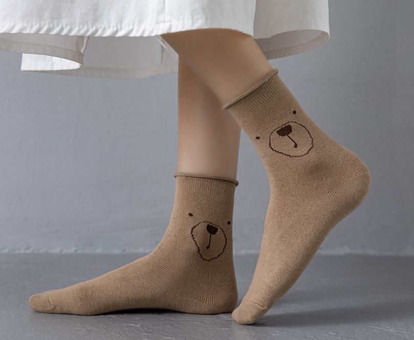 Set 5 Đôi Tất Vớ Cao Cổ Nữ Gấu Bear Siêu HOT