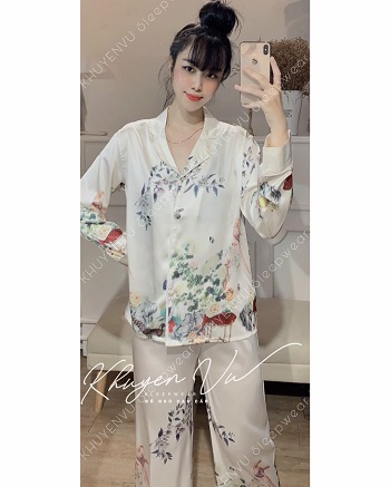 [HCM]SÉT BỘ ĐỒ NGỦ LỤA SATIN DÀI TAY CAO CẤP
