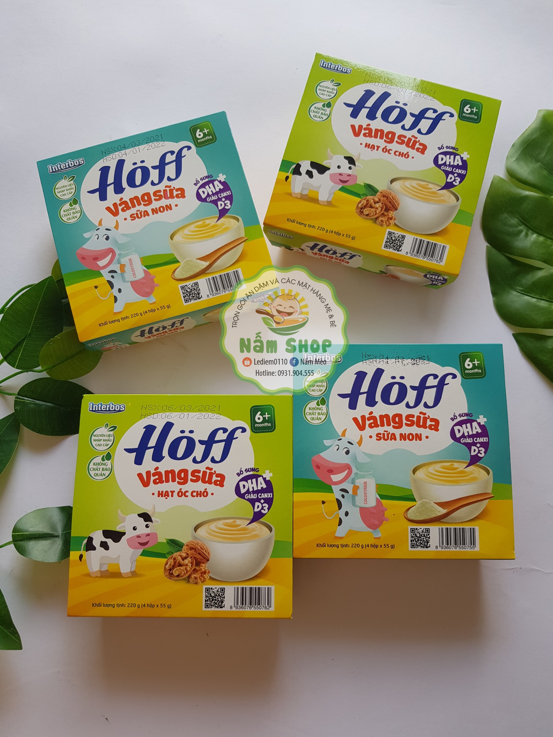 [HOFF] Váng sữa Hoff sữa non / óc chó / vani / hạt dẻ cho bé (lốc 4 hộp)