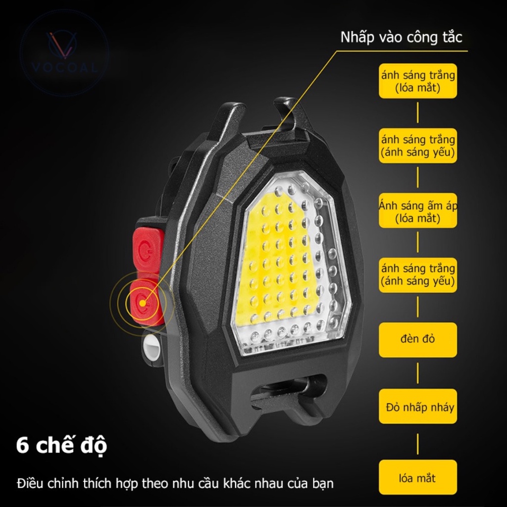 Đèn pin móc khóa đa năng mini 5in1, đèn led nhiều chế độ, có nam châm hít, có còi cứu hộ, dùng pin sạc