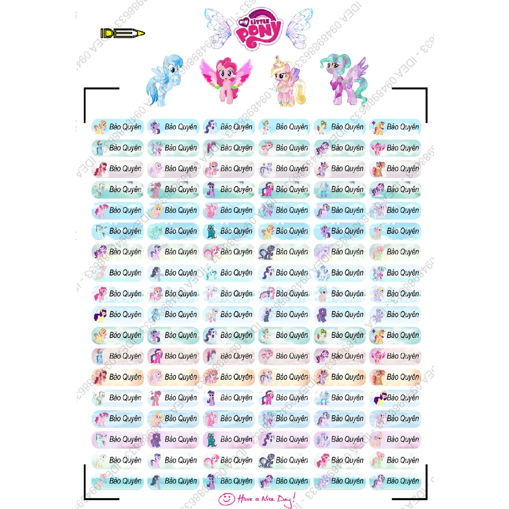 108 STICKER - PVC CHỐNG NƯỚC DÁN ĐỒ DÙNG HỌC TẬP (IN THEO YÊU CẦU)