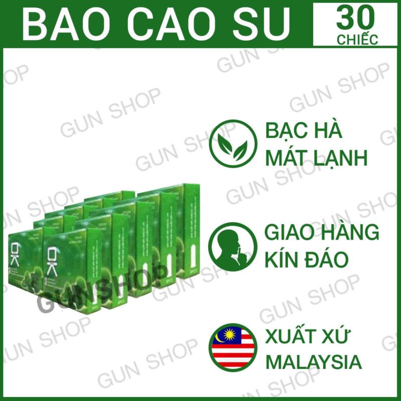 Bộ 10 hộp (30 chiếc) Hộp Bao Cao Su OK (Malaysia) mùi hương bạc hà nhập khẩu