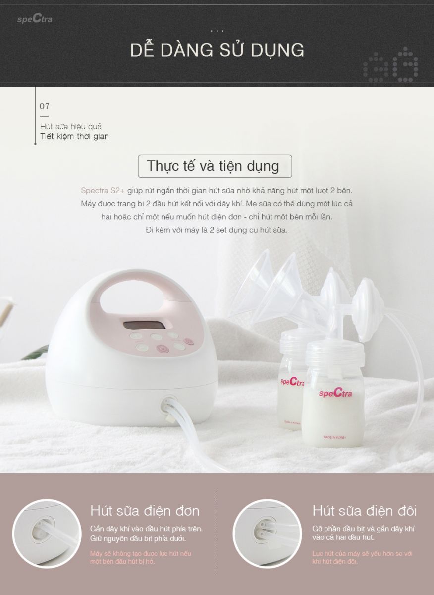 MÁY HÚT SỮA ĐIỆN ĐÔI SPECTRA S2 PLUS (HOSPITAL GRADE)