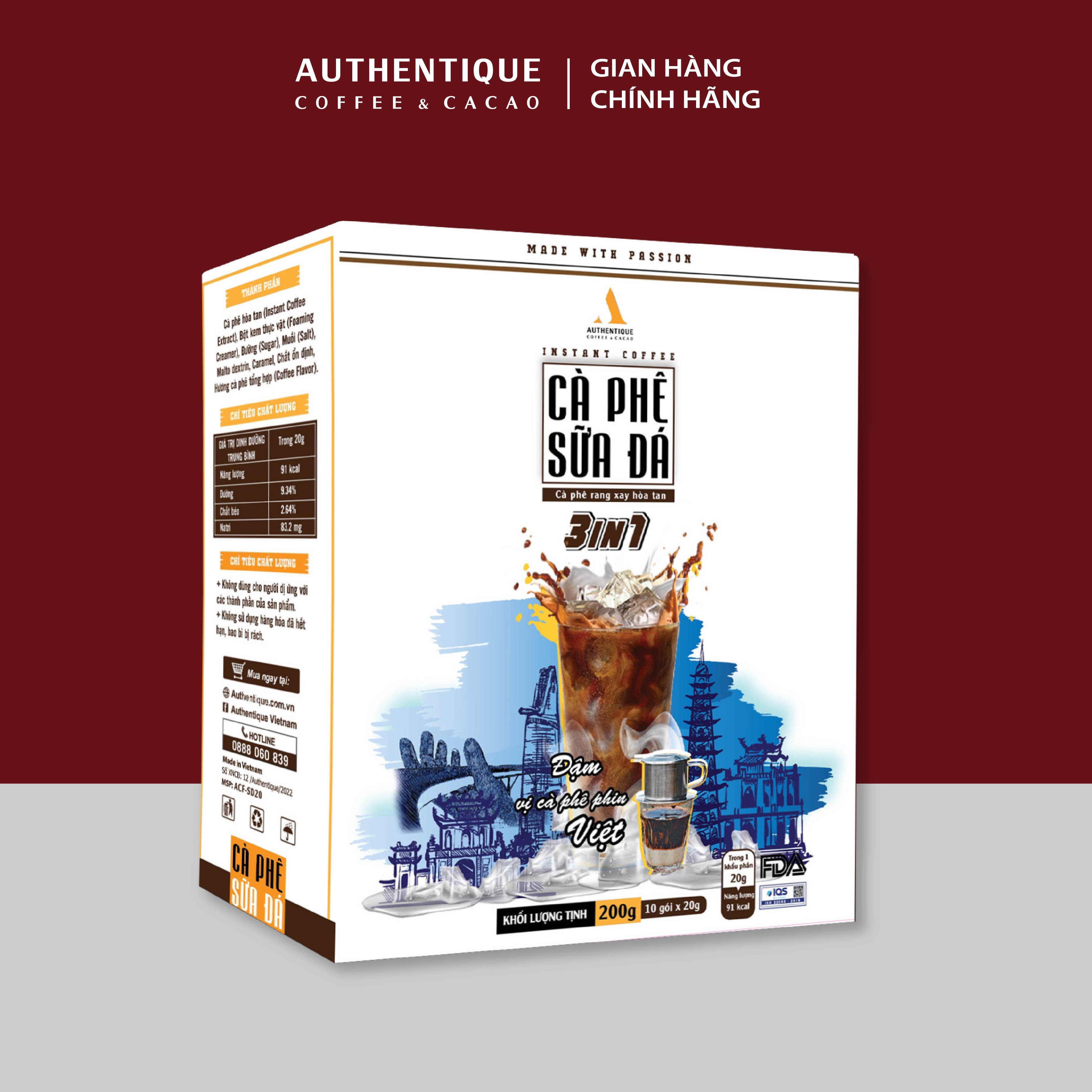 [GÓI LẺ] Cà phê sữa Authentique hòa tan 3in1 20G