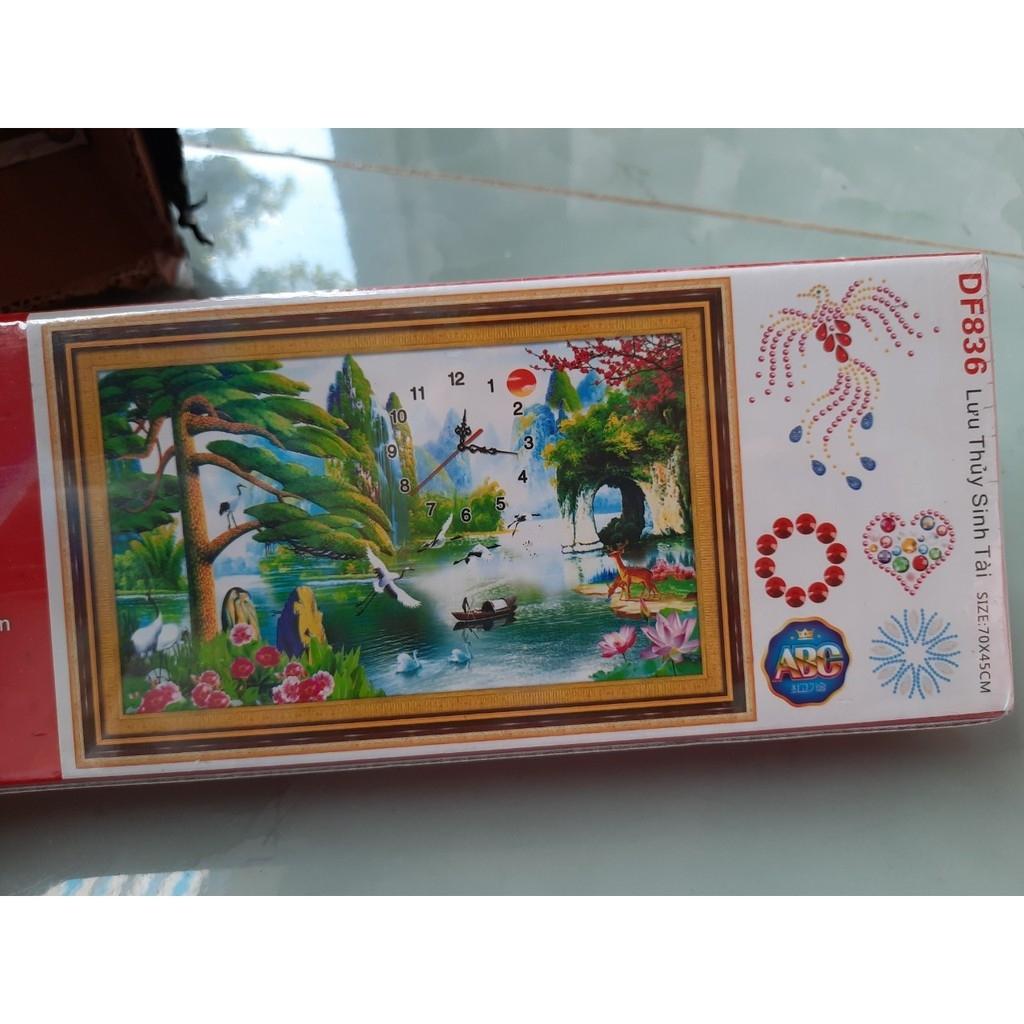 tranh đính đá ĐỒNG HỒ PHONG CẢNH 40x45cm