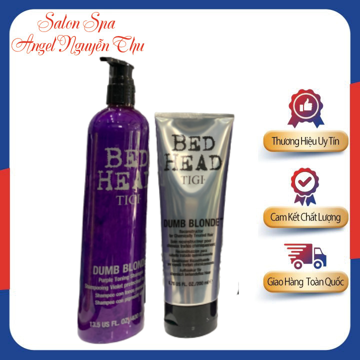 Cặp dầu gội xả tigi dumb blonde khử vàng purple toning 400ml và 200ml
