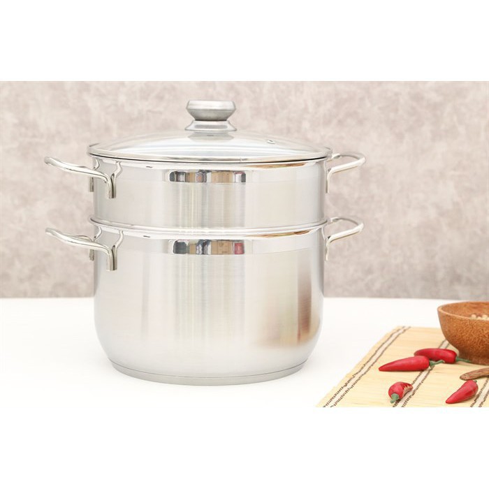 Bộ Xửng Hấp 3 Đáy Inox 430 Fivestar Standard Bếp Từ Nắp Kính  24Cm 26Cm