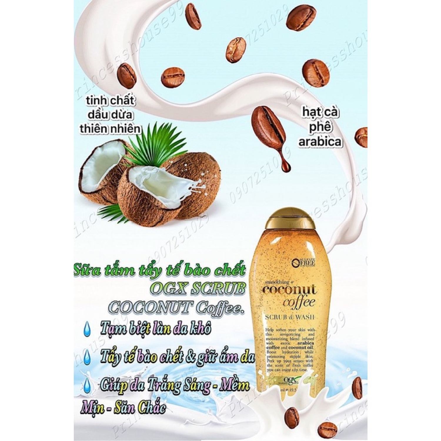 Sữa Tắm Tẩy Tế Bào Chết OGX Coconut Coffee - 577ml