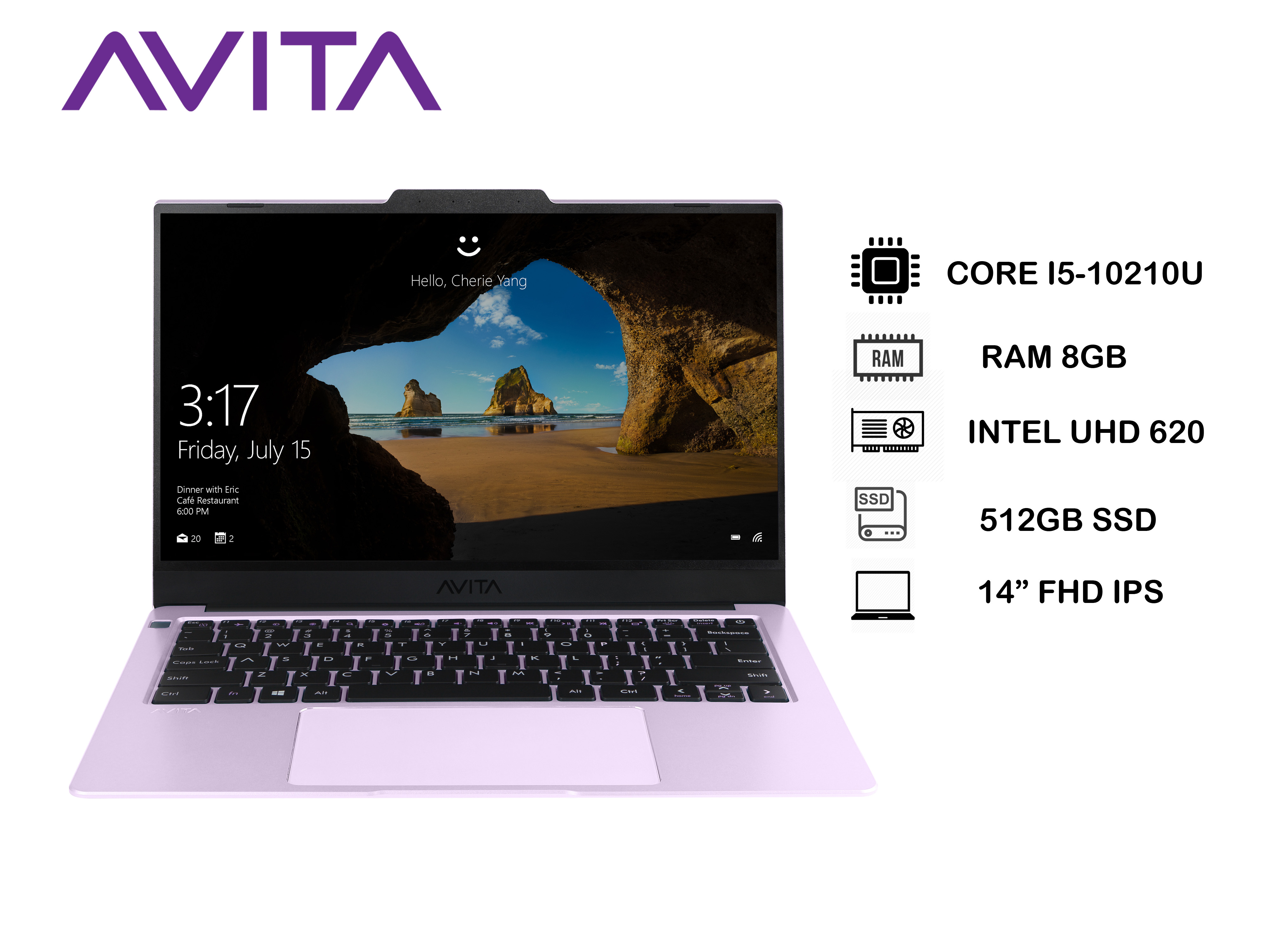 [Trả góp 0%]Laptop AVITA LIBER V14 màu tím tử đinh hương - AMD Ryzen™ R5-4500U / RAM 8GB /SSD 512GB/ Win 10 Home - Bảo hành 18 tháng - Tặng Balo - Hàng chính hãng
