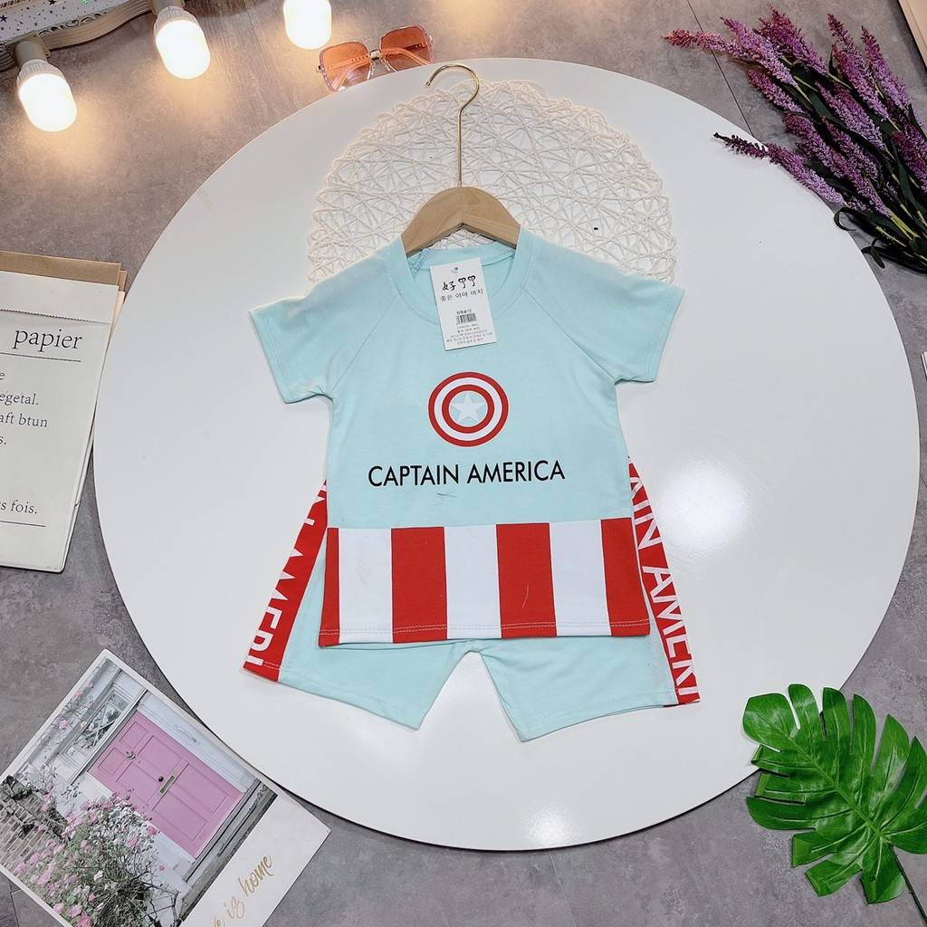 Set bộ đồ CAPTAIN AMERICA cho bé trai ( 8-20kg)