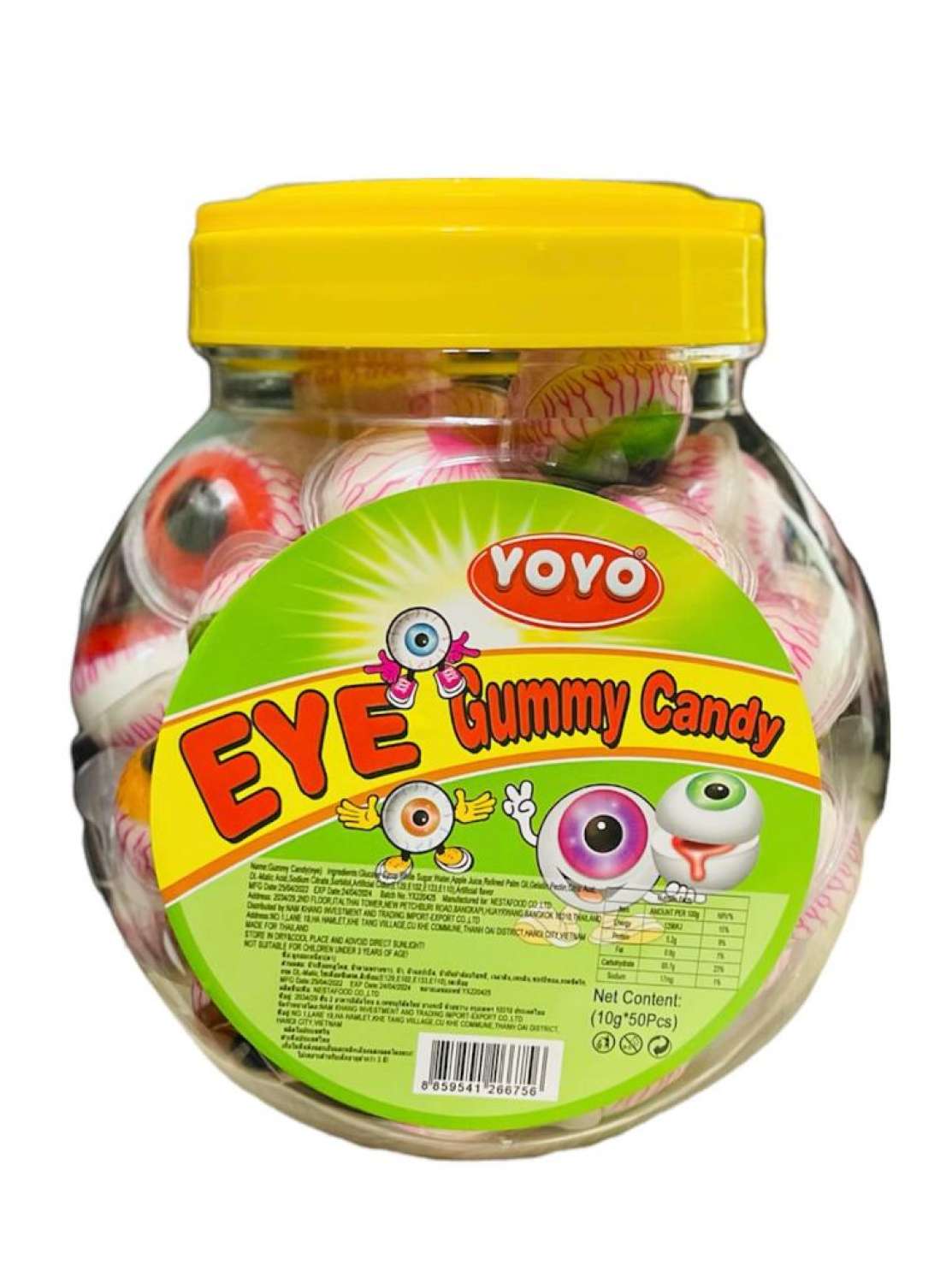 Kẹo dẻo con mắt yoyo hủ 50 viên (900g)