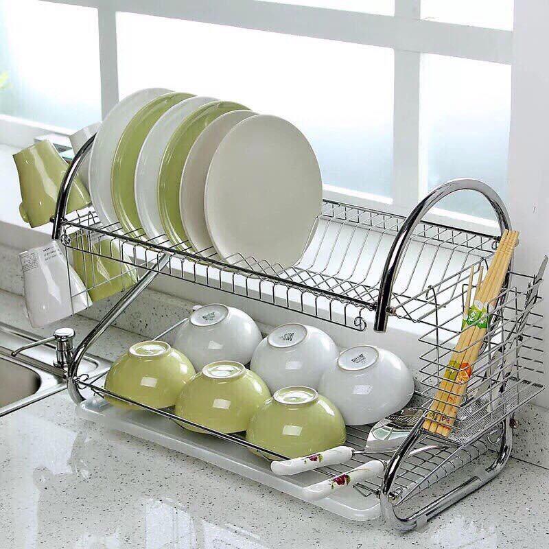 Giá úp bát 2 tầng inox