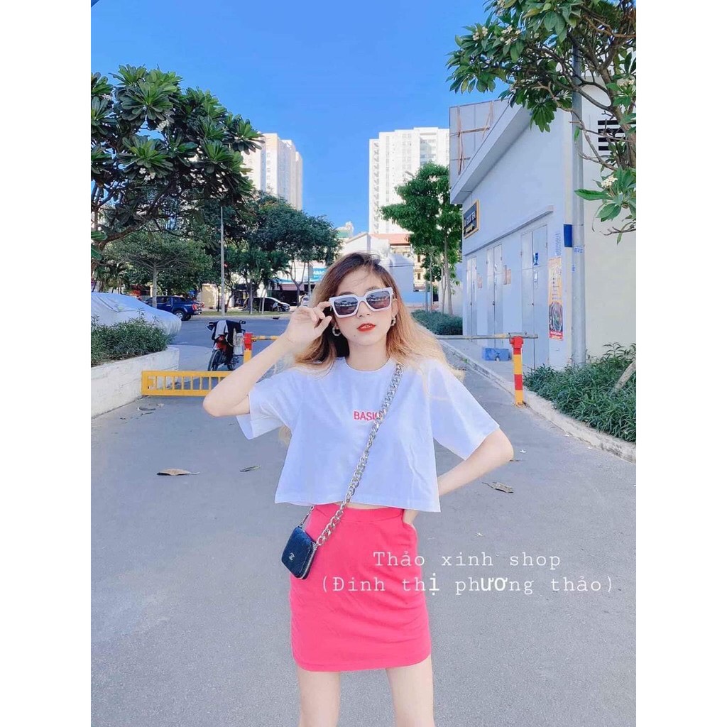 Sét áo croptop áo thun chân váy body midi