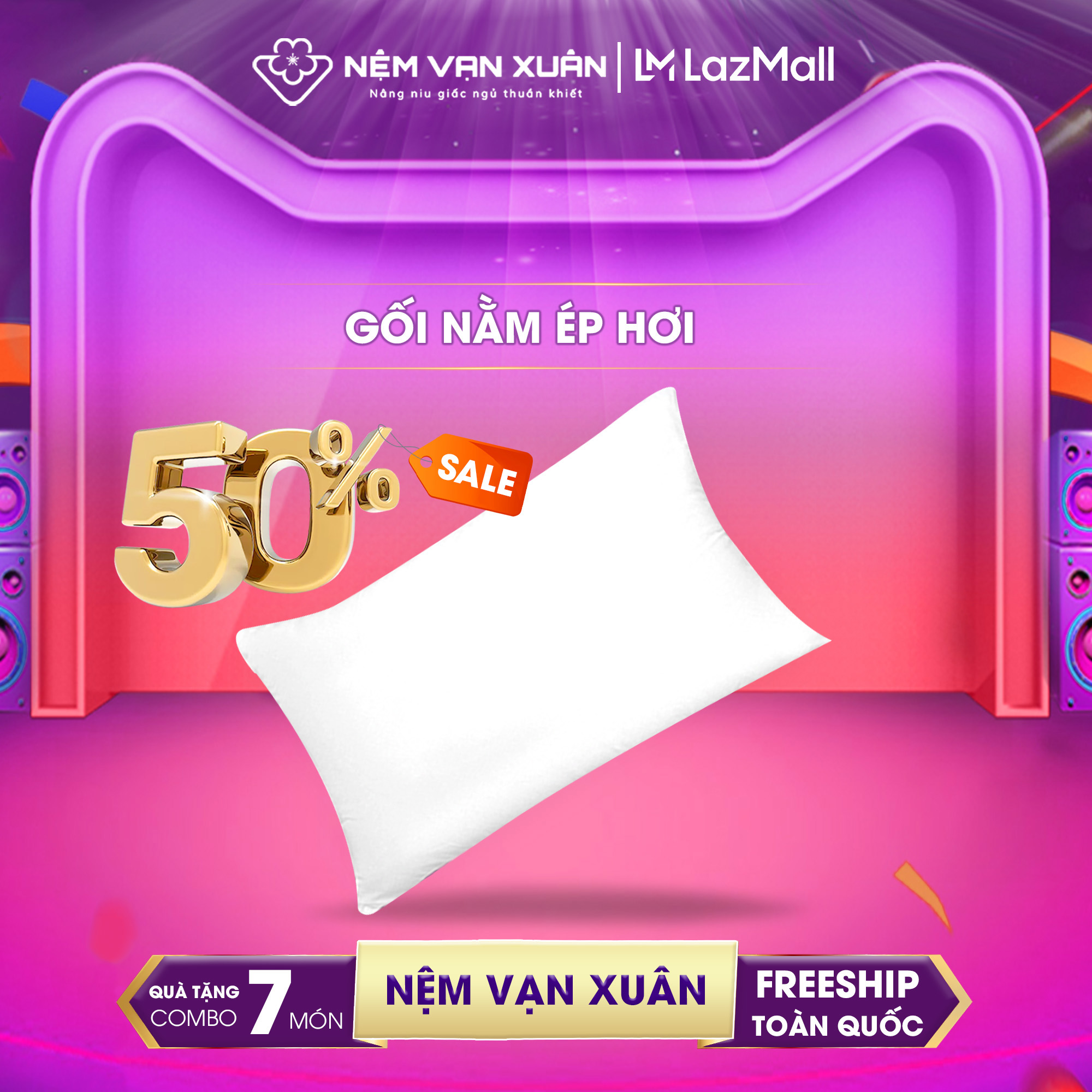 Ruột gối nằm bông gòn ép hơi vạn xuân êm ái
