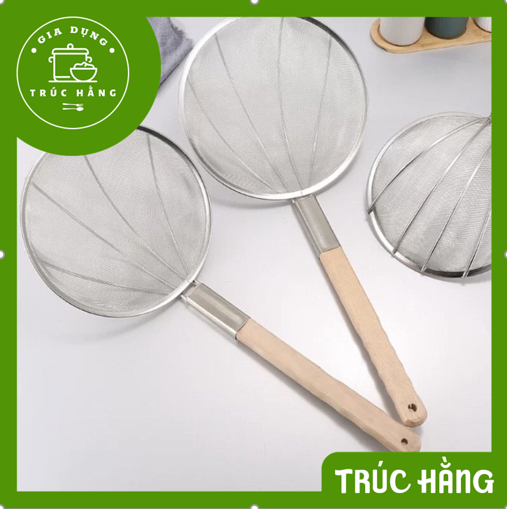 Vợt lưới inox cán gỗ vớt thức ăn ( đường kính 20cm) | Lazada.vn