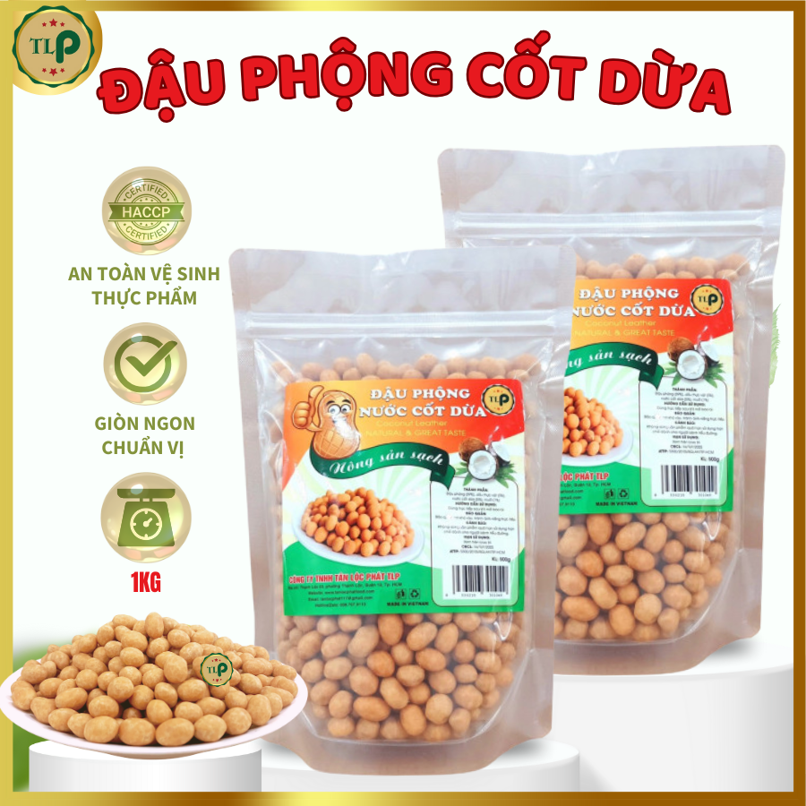 Đậu phộng cốt dừa tân lộc phát combo 1kg - mỗi bịch 500g
