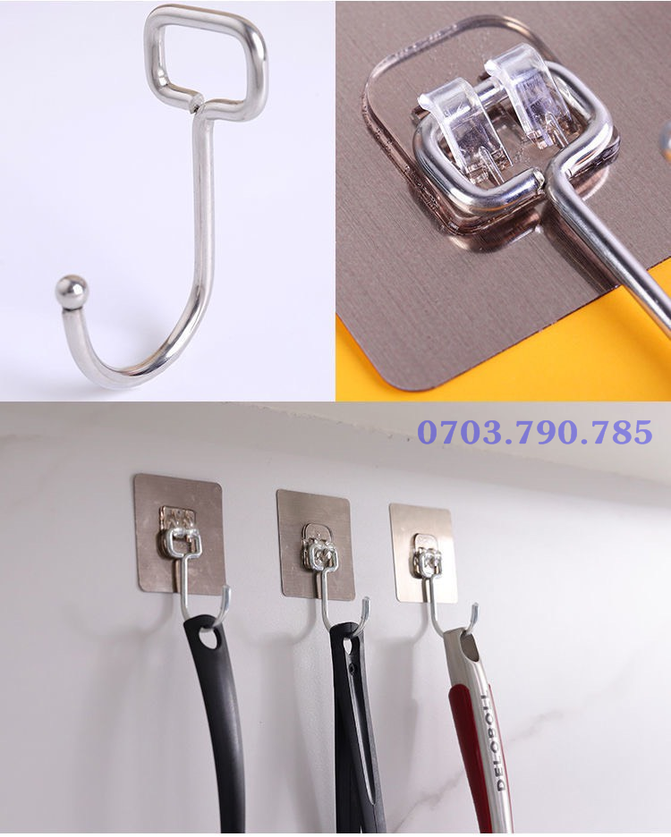 Móc Inox Lớn Dán Tường