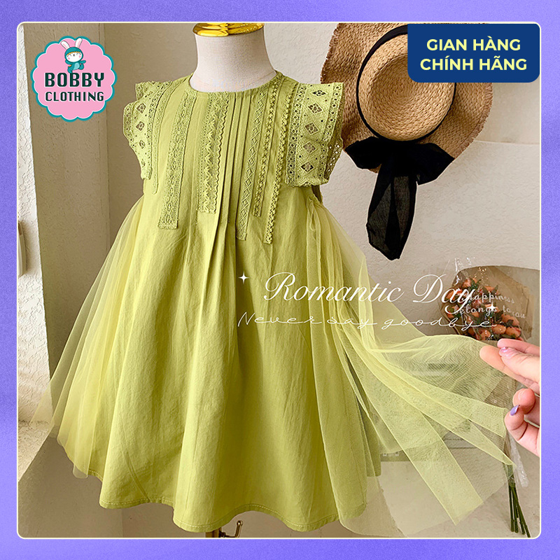 Đầm, Váy đi tiệc cho bé màu xanh cốm(Hàng loại 1)