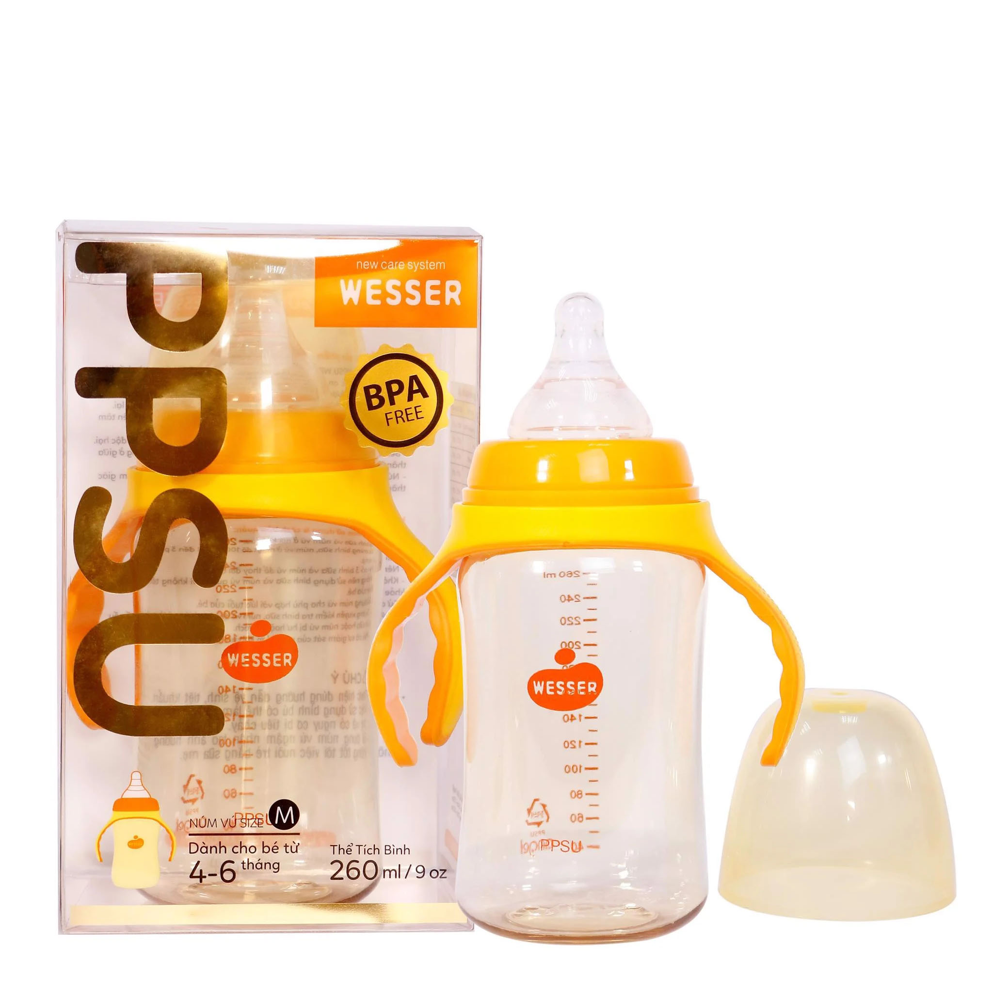 Bình Sữa Wesser PPSU Cổ Rộng 180ml/260ml