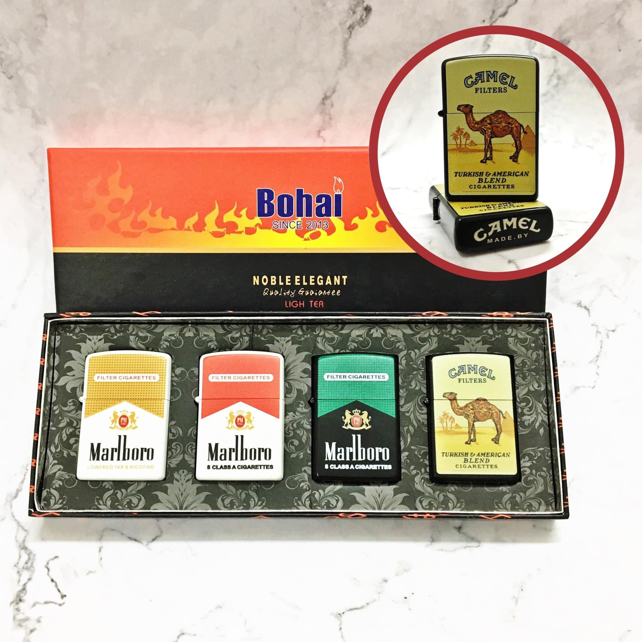 [HCM] Bộ 4 Bật Lửa Zippo Hình Logo Các Loại