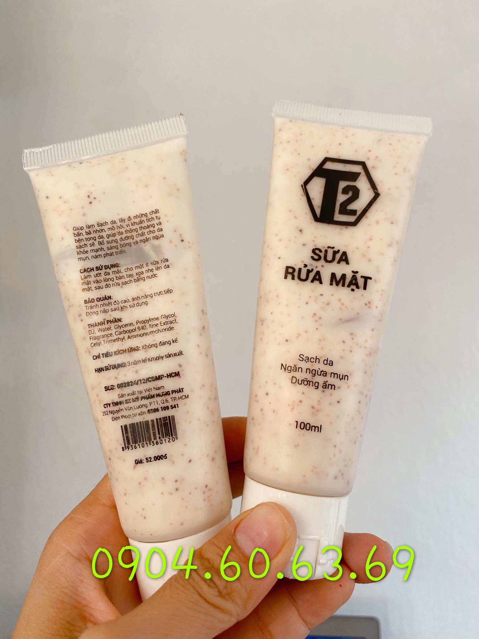 Sữa Rửa Mặt T2 Sạch Da Ngăn Ngừa Mụn Dưỡng Ẩm 100ml