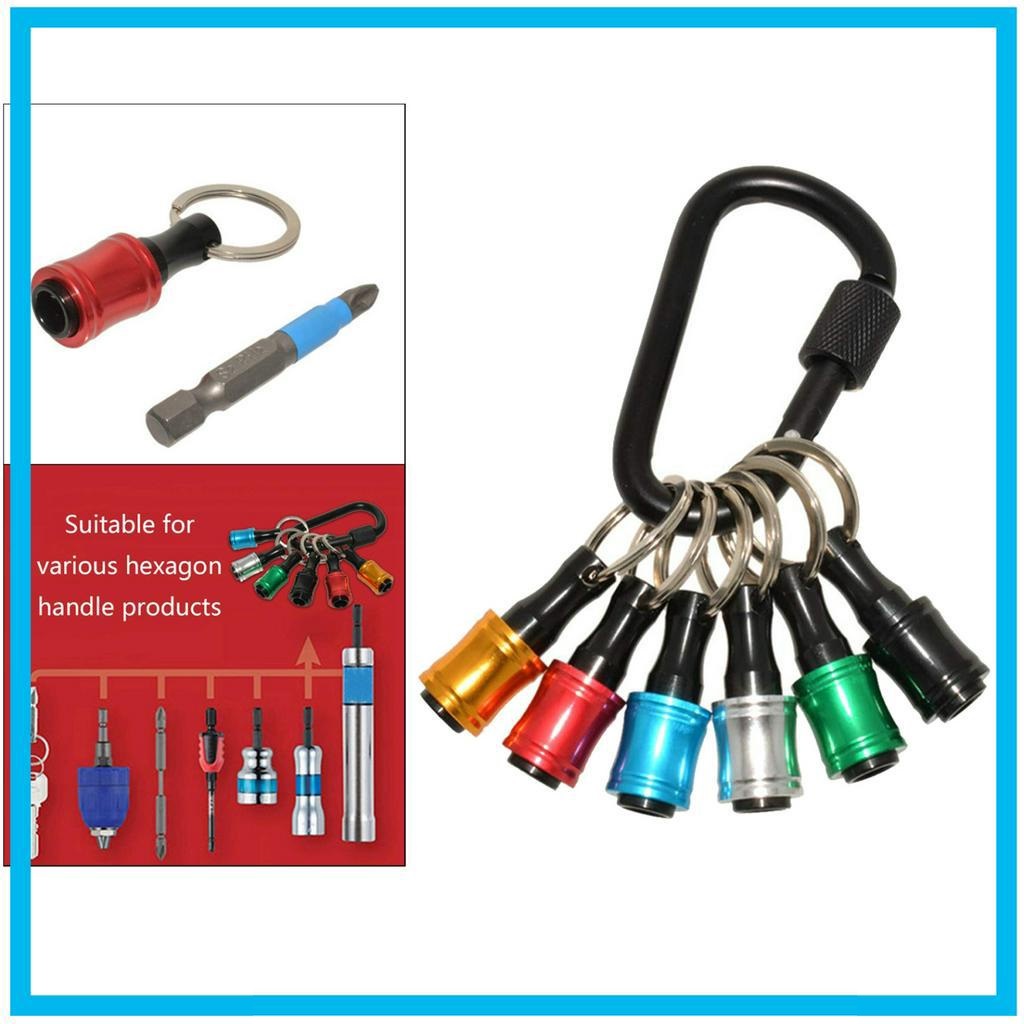 Bộ móc khóa 6 đầu gắn mũi khoan, đầu tua vít chuôi lục giác 6.35mm có khoá bi cao cấp
