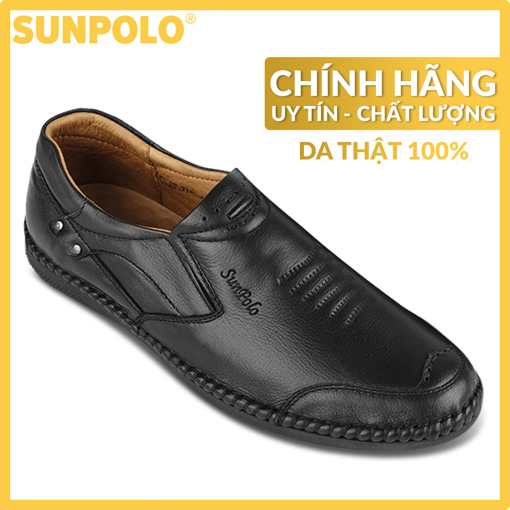 Men Loafer Leather Shoes SUNPOLO SU007DN Big Size 45, 46 (Black, Brown)