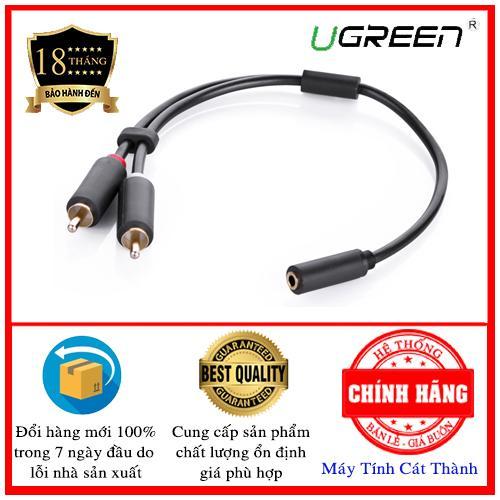 Cáp Audio 3.5mm âm ra 2 RCA dương 20cm Ugreen UG-10561