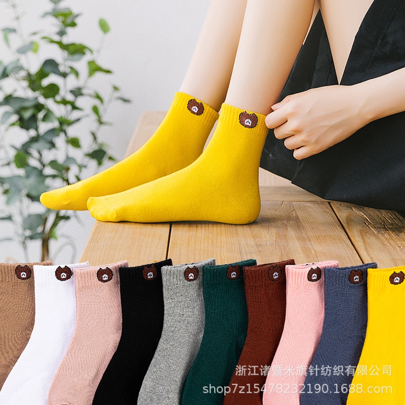 COMBO 10 Đôi Tất Gấu Cổ Ngắn (kèm túi gấu)