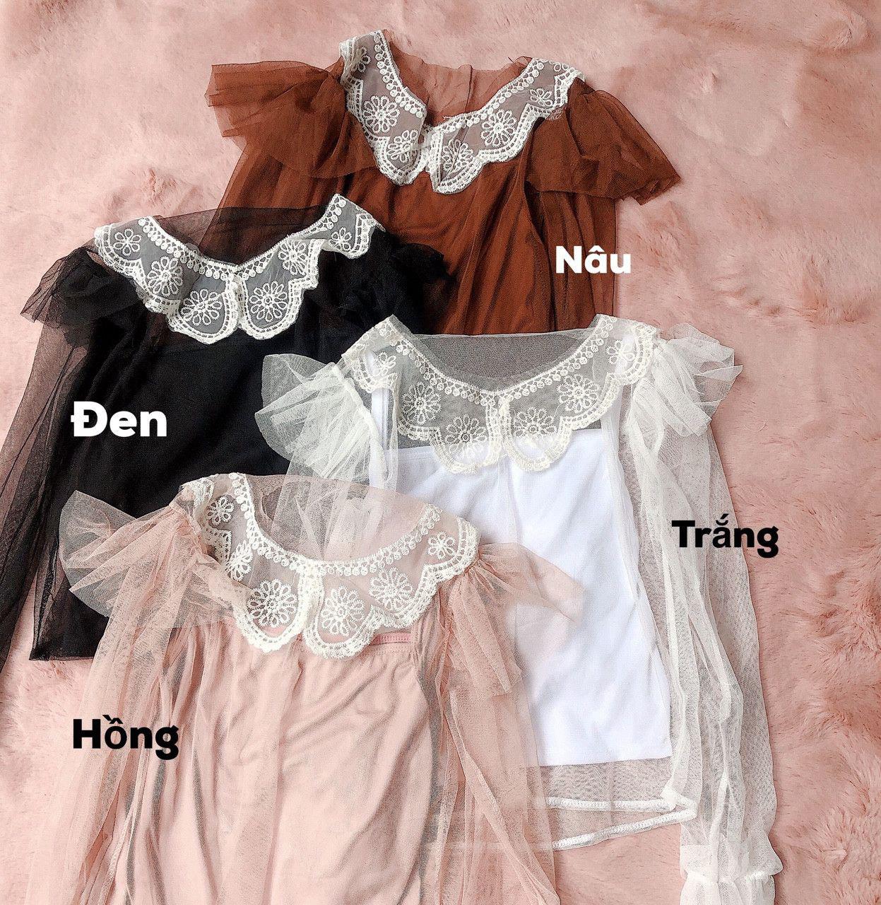 Áo lưới cổ sen tiểu thư 11235B1