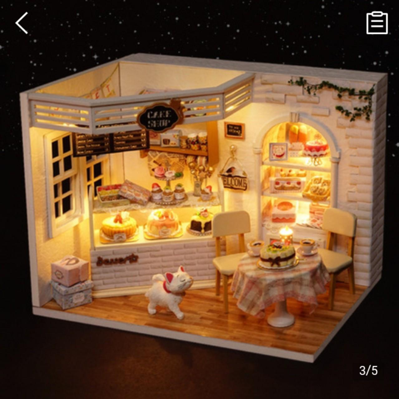 Mô Hình Nhà Gỗ DIY Tiêm bánh mèo con
