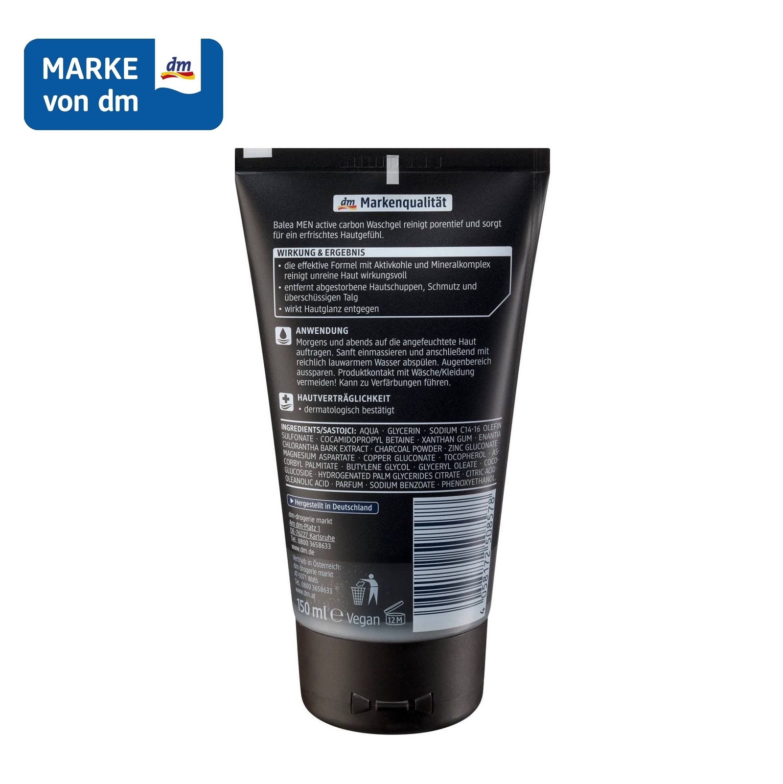 SỮA RỬA MẶT THAN HOẠT TÍNH BALEA MEN ACTIVE CARBON WASCHGEL (150 ml) - HÀNG NHẬP ĐỨC
