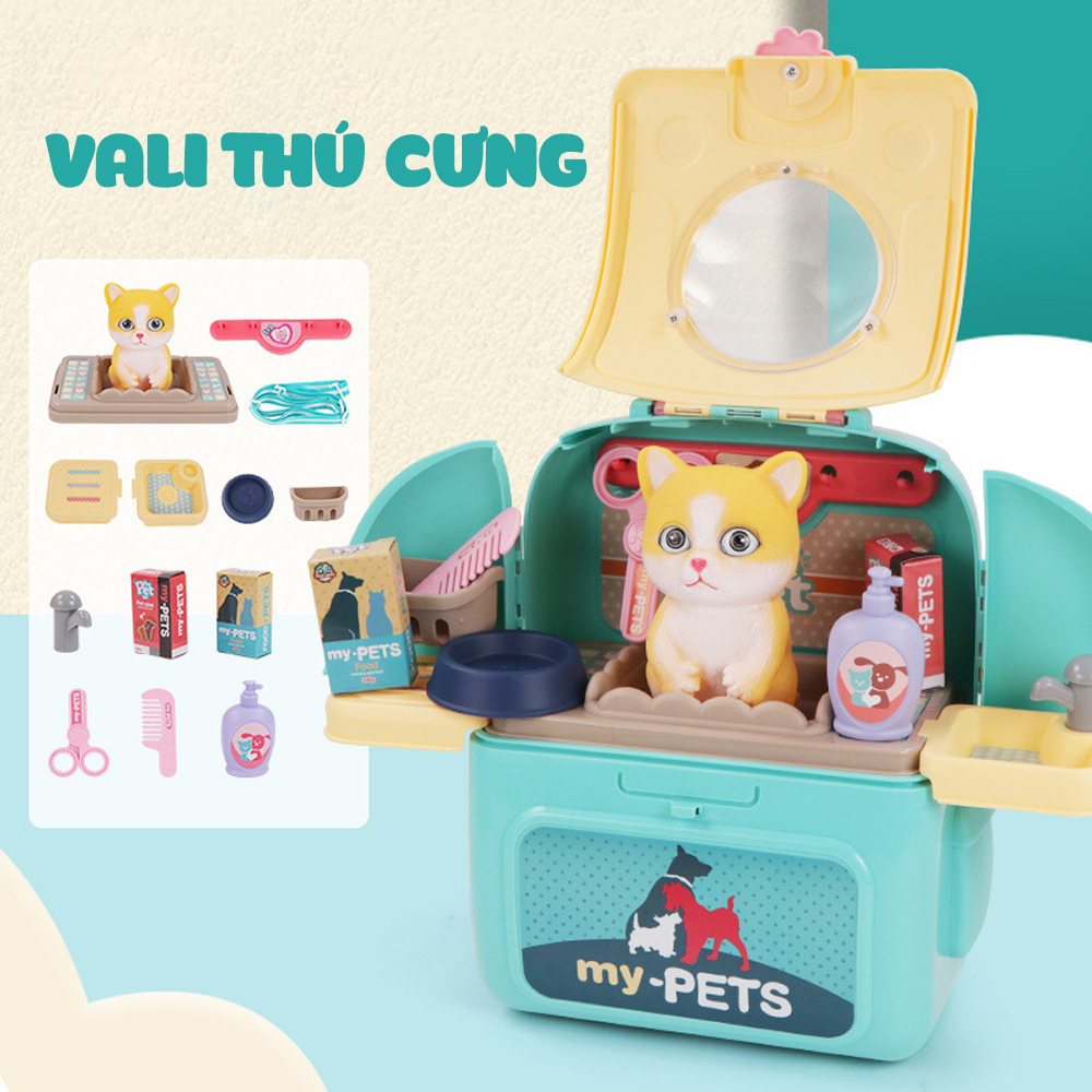Đồ chơi vali chăm sóc thú cưng, đồ chơi bác sĩ thú y