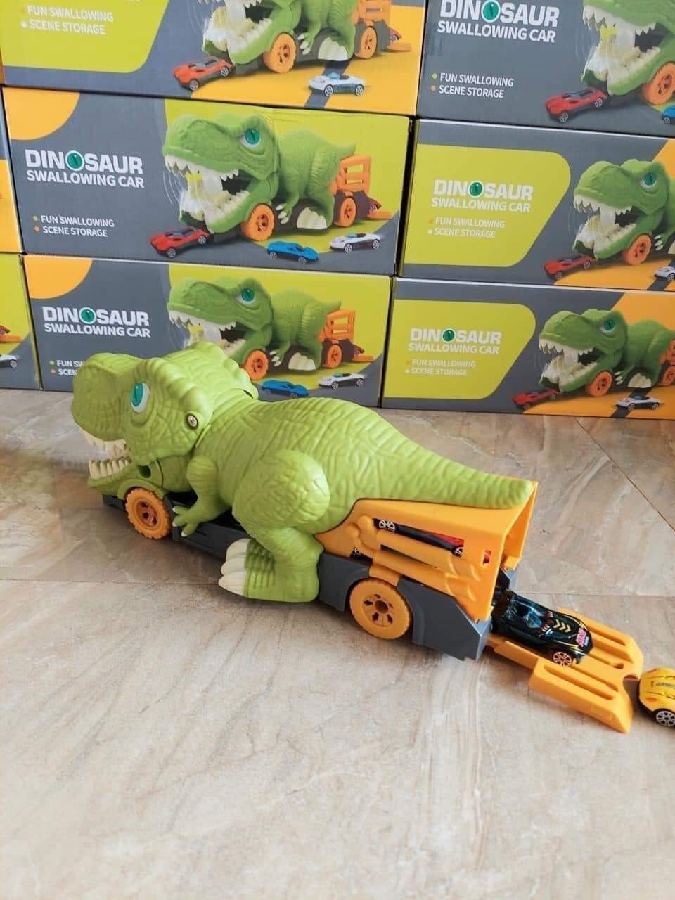 Đồ chơi mô hình khủng long nuốt oto (tặng kèm 6 oto)