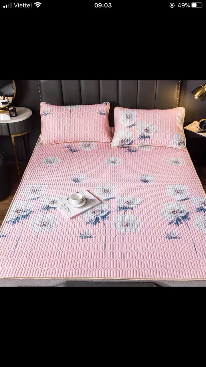 chiếu điều hòa cao su non 5D 1m6x2m hoa sen