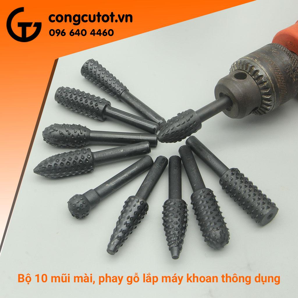 Bộ 10 mũi phay mài cắt gỗ đa năng