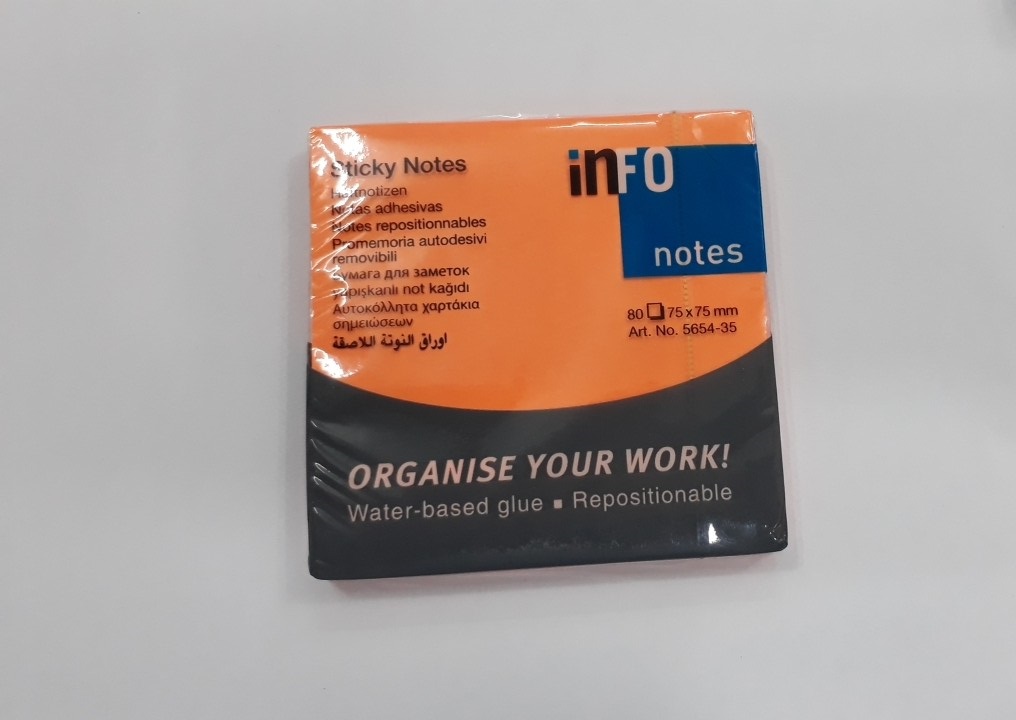 Giấy note màu dạ quang 3 x3  Info - Đức ( 1 xấp )